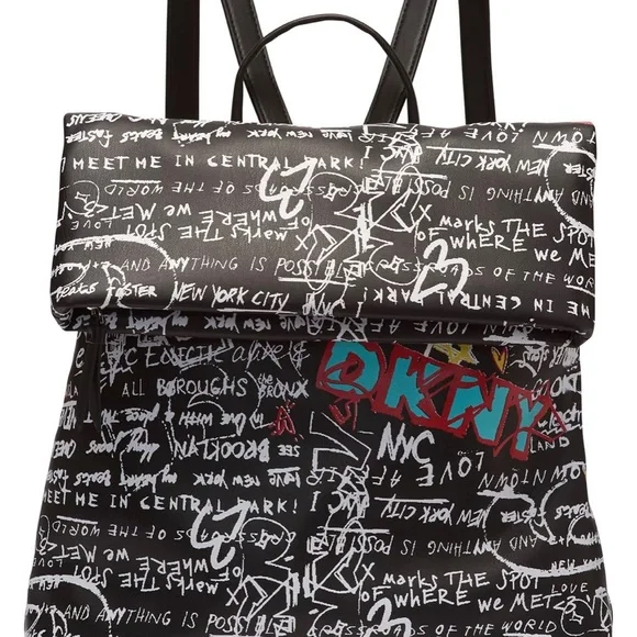 Dkny | Bags | Dkny Tilly Graffiti Foldover Backpack | Poshmark display picture 3